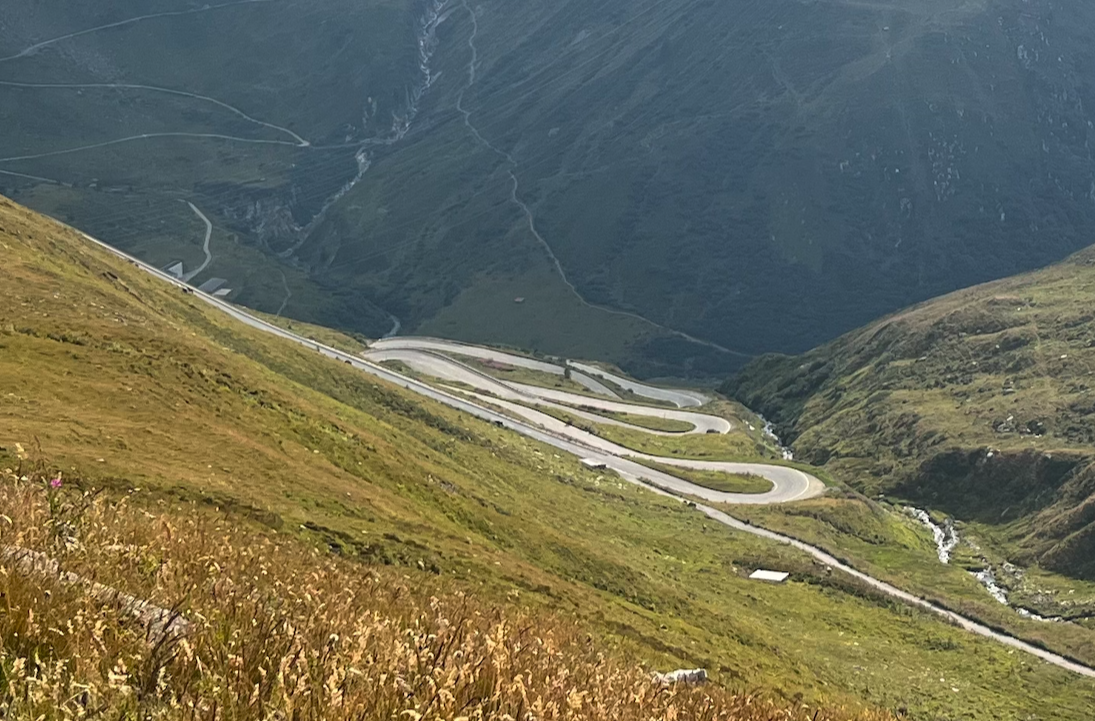 View down from Grimselpass on the Furkastreet